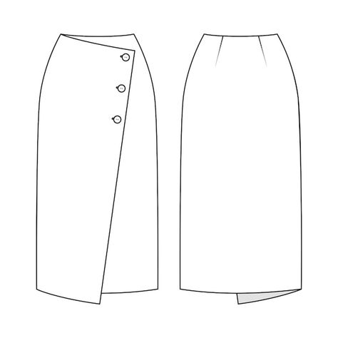 Fashion technical drawing of midi wrap s... | Premium Vector #Freepik #vector #apparel #skirt #clothes #garments Fashion Technical Drawing, Skirt Drawing, Midi Wrap Skirt, Aline Skirt, Technical Drawing, Wrap Skirt, Premium Vector, Midi Skirt, Sketch Book