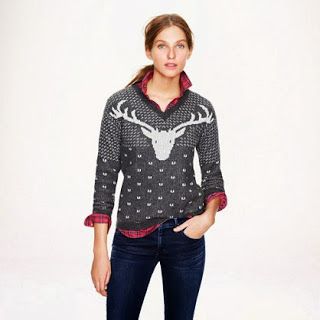 J.Crew Aficionada Cute Christmas Sweater, Reindeer Sweater, Jcrew Sweater, Oh Deer, Holiday Sweater, Vintage Holiday, Sweater Weather, White Long Sleeve, Vneck Sweater