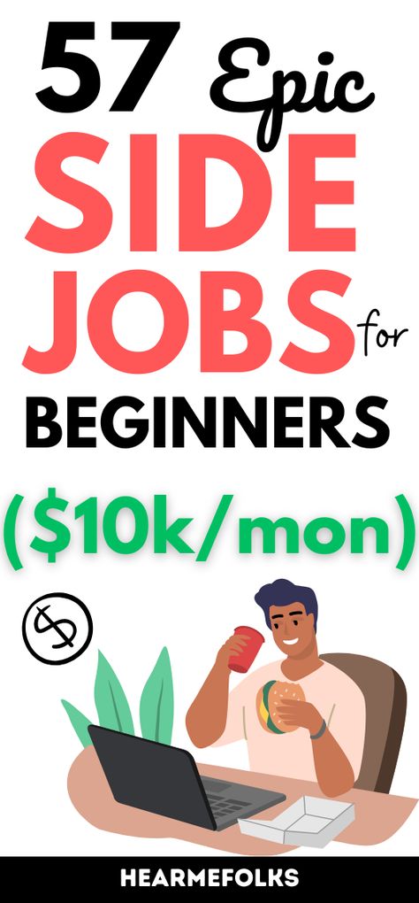 57 best side hustle jobs to help you learn how to make money from home. Also, learn the legit ways to make extra money. Get top best real legitimate flexible high paying remote non phone part time and full time fee free late night work from home jobs and side hustle ideas that are perfect for beginners with no experience. #workfromhome #workfromhomejobs #onlinejobs #remotejobs #sidehustleideas #passiveincome #makemoneyfromhome #waystomakeextramoney #finance #career #education Work From Home Careers, Night Jobs, Jobs For Women, Best Small Business Ideas, High Paying Jobs, Make Money Online Free, Social Media Jobs, No Money, Side Jobs