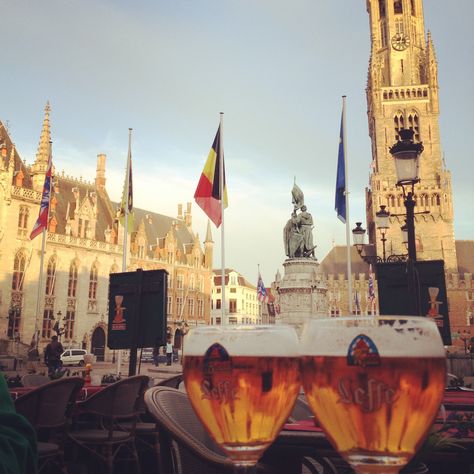 Bruges, Belgium with Leffe beer. #beer #belgianbeer #craftbeer Leffe Beer, Belgium Food, Belgian Beer, Bruges Belgium, Beer Brands, Beer Festival, Best Beer, Craft Beer, Barcelona Cathedral