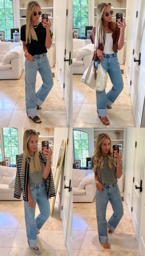 Cuffed denim jeans for under $100! #LTKfindsunder100 #LTKSeasonal#LTKstyletip Cuffed Jeans Outfit 2024, Cuffed Jeans Outfit, Casual Mom Style, Cuffed Denim Jeans, Fashion Inspiration Board, Jeans Outfits, Outfit Inspo Casual, 2023 Trends, Cuffed Jeans