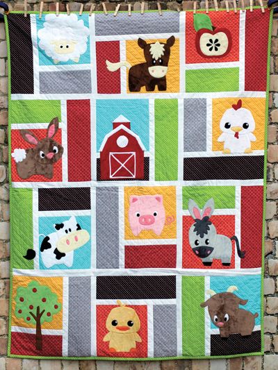 Applique Baby Quilt Patterns & Kids Quilt Designs - Page 1 Farm Animal Quilt Blocks Free Pattern, Farm Animal Quilt Patterns Free, Farm Quilts Ideas, Cow Quilt Pattern, Animal Applique Patterns, Applique Quilt Patterns Free, Farm Animals Quilt, Animal Quilt Patterns, Quilts For Boys