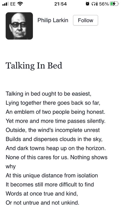 Philip Larkin, Time Passing, Two People, Poetry, The Outsiders, Bed, Books, Music, Art