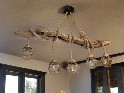 Beach Scotland, Beam Chandelier, Beam Ceiling, Rope Pendant Light, Rustic Ceiling, Dream Cottage, Nautical Style, St Andrews, Ceiling Beams