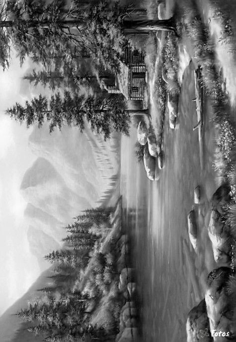 Pencil Sketches Landscape, Forest Sketch, Landscape Pencil Drawings, Drawing Scenery, Forest Drawing, Realistic Sketch, Nature Art Drawings, Nature Sketch, Landscape Sketch