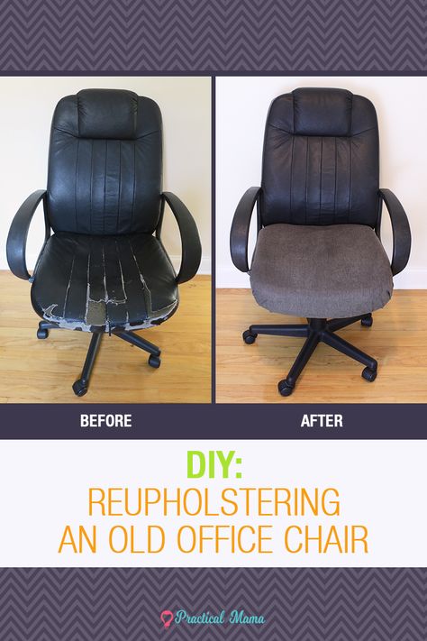 Give the old office chair a new life by reupholstering it with easy to follow step by step picture tutorial. If your office chair is structurally in good shape but the upholstery is falling apart, this diy makeover will transform it into a perfectly functional good looking one. We will show you how to beef up the filling and reupholster it. Reclaim your tired furniture from landfill while saving money. Reupholster Office Chair, Diy Office Chair, Recover A Chair, Diy Chair Cushions, Office Chair Makeover, Office Chair Diy, Recovering Chairs, Chair Diy, Old Office