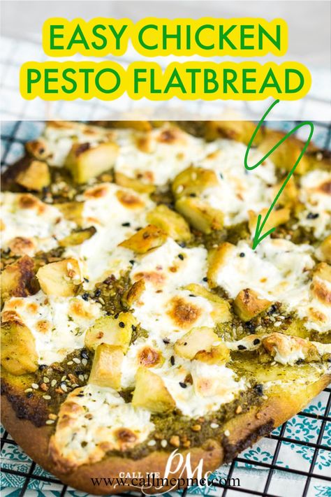 Flat Bread Chicken Pesto Pizza, Flatbread Pizza Recipes Pesto, Flatbread Recipes With Chicken, Mozzarella Flatbread Recipes, Basil Pesto Flatbread Pizza, Appetizers Using Basil Pesto, Flatbread With Chicken, Tropical Smoothie Chicken Pesto Flatbread, Flatbread Chicken Recipes