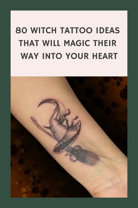 Embrace the enchanting world of witchy ink with these captivating tattoo ideas. From spellbinding potions to mystical symbols, these designs will cast a spell on your heart. Find your bewitching inspiration now! #witchtattoos #magicalink #enchantingdesigns Sister Tattoos Witchy, Dainty Witchy Tattoo Ideas, Pagan Witch Tattoo, Mother Daughter Witch Tattoo, Witch Hat Tattoo Ideas, Witch Tatoos, Witch Craft Tattoo, Witchy Tattoo Ideas Witchcraft, Small Witchy Tattoos For Women