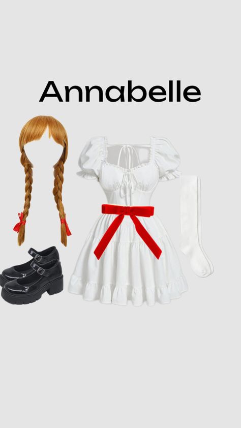 Annabelle Halloween Costume, Annabelle Costume, Annabelle Halloween, Fun Halloween Outfits, Mom Costumes, Horror Halloween Costumes, Cute Group Halloween Costumes, Classy Halloween Costumes, Cheap Halloween Costumes