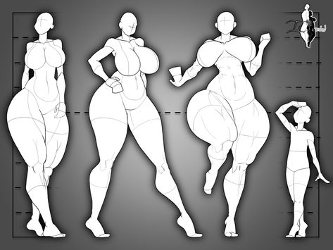 Giant Woman, Body Type Drawing, Cartoon Drawing Tutorial, Female Drawing, Body Drawing Tutorial, Human Figure Drawing, Body Reference Drawing, Figure Sketching, Concept Art Drawing