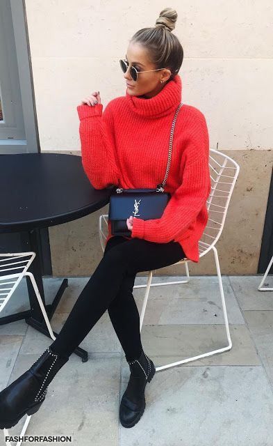 Vinter Mode Outfits, Look Legging, Red Sweater, Mode Inspo, Casual Winter Outfits, 가을 패션, Fall Winter Style, Mode Inspiration, Looks Style