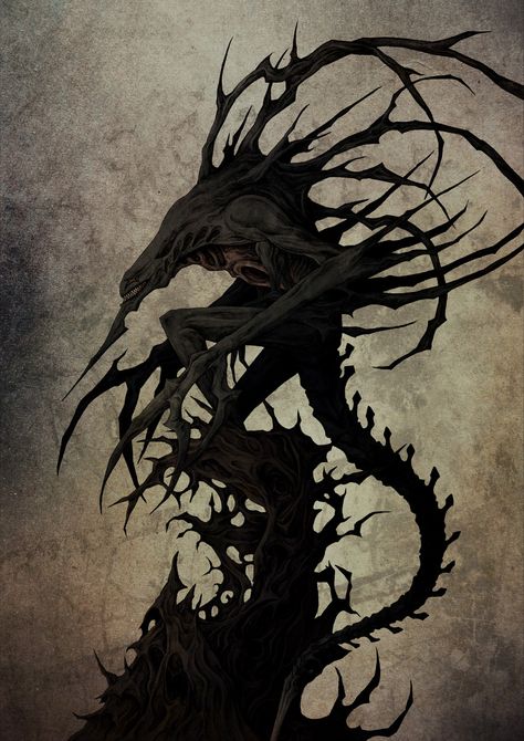 Dark Creatures Shadows, Void Monster, Phyrexian Art, Shadow Demon, Dead Dragon, Shadow Creatures, Shadow Monster, Monster Artwork, Art Dragon