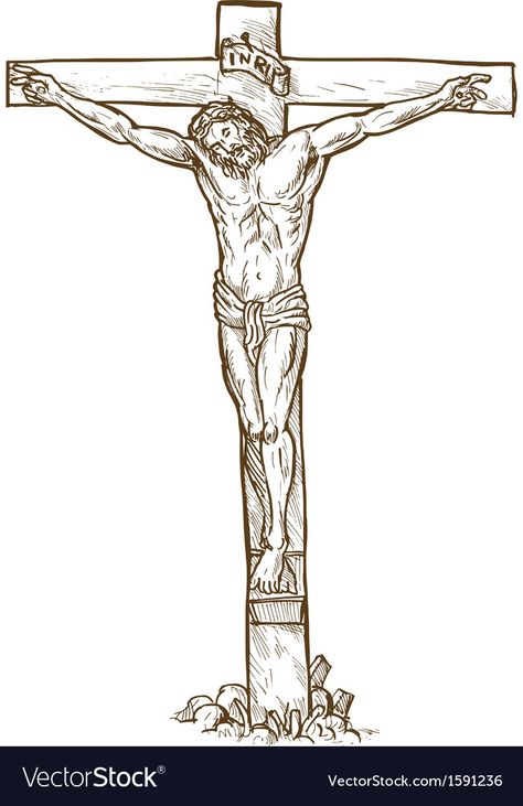 The Cross Tattoo, Jesus On Cross Tattoo, Jesus Christ Drawing, Jesus Christ Crucified, Cross Drawing, Christ Tattoo, Jesus Christ Cross, Cross Pictures, Cross Vector