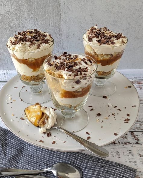 Salted Caramel Tiramisu Parfaits Tiramisu Parfait, Caramel Tiramisu, Fresh Berries Recipes, Toffee Dessert, Sweetened Whipped Cream, Bbc Food, Tiramisu Recipe, Chocolate Cheese, British Baking