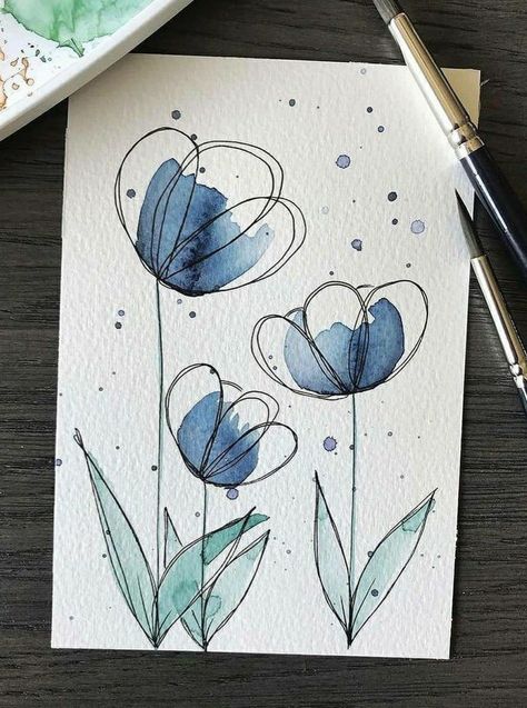 Diy Gifts For Friends, Diy Watercolor Painting, Watercolor Flower Art, Card Drawing, 수채화 그림, Watercolor Art Lessons, Book Art Diy, Watercolor Flower, Diy Art Painting