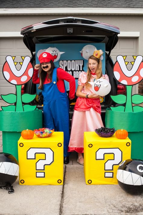 Trunker Treat Ideas, Church Trunk, Mario Y Luigi, Trunk Or Treat Ideas, Halloween Decor Diy, Mario Bros Birthday, Mario Bros Party, Super Mario Birthday Party, Mario Birthday Party