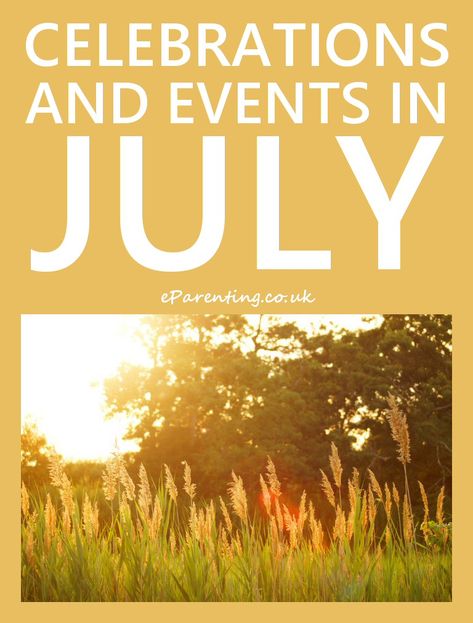 Calendar of Holidays, Celebrations, Awareness and Special Events 2020 - 2021 July Themes, July Flower, August Events, July Events, Saints Days, July Holidays, Calendar Poster, Calendar Of Events, Celebration Day