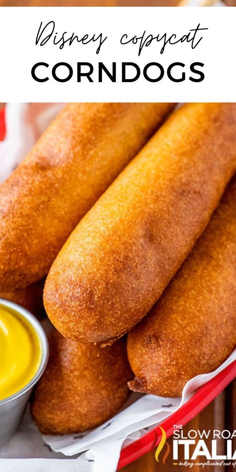 Essen, Disney Corn Dog Recipe, Disneyland Corn Dogs, Coney Hot Dog, Corn Dog Recipe With Pancake Batter, Disneyland Corndog Recipe, Fletchers Corn Dogs Recipe, Homemade Corndogs Easy, Best Corn Dog Recipe