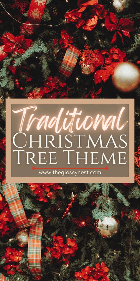 Love a Christmas look of red, green & tartan plaids? Use these traditional Christmas tree ideas for a classic, English inspired look! Decorate your tree with traditional Christmas colors of red, green, gold, silver, white & blue. Use bows, baubles, beads, burlap, colored lights, collar, candles, garland, no ribbon, ornaments, oranges, red tartan plaid, skirt, start & topper on a classic Christmas tree. Simple, easy, DIY, Victorian, British & European inspired Christmas tree decorating ideas. Christmas Tree Themes Colors Red, Christmas Tree Colored Lights, Traditional Christmas Tree Ideas, Christmas Tree Colour Scheme, Green Christmas Tree Decorations, Gold Christmas Tree Decorations, Red And Gold Christmas Tree, Ribbon Ornaments, Classic Christmas Tree