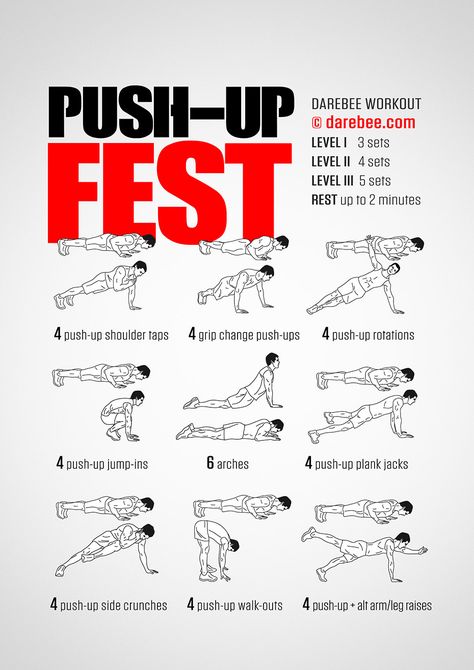 Push-Up Fest Workout Darbee Workout, Fast Fat Burning Workout, Boxer Workout, Spartan Workout, Workout Board, Tactical Fitness, Military Workout, Push Up Workout, Workouts For Teens