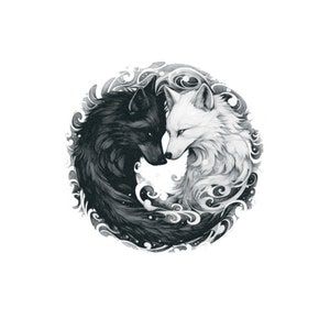 Couple Tattoos Wolf, Wolf Couple Tattoo, Tattoo For Lovers, Couples Wolf Tattoos, Wolves Couple, Fox Tattoo Men, Wolf Yin Yang, Two Wolves Tattoo, Tattoo Yin Yang