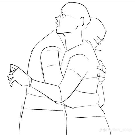 Hugging Drawing, Art Bases, Sketch Poses, Couple Poses Reference, Poses Drawing, Drawing Help, Body Reference Drawing, Drawing Bases, Body Pose Drawing