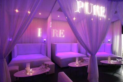 Club PURE!!! Best Nightclubs In Vegas, Nightclubs In Vegas, Las Vegas Night Clubs, Lounge Club, Nightclub Design, Vip Lounge, Vip Room, Vip Tickets, Bottle Service