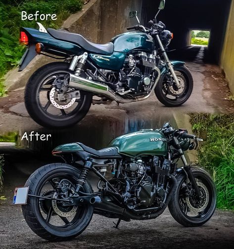 Cafe Racers | Modern Classics🏍 on Instagram: “Before vs After🔥 👍 or 👎 ⇩ ⇩ ⇩  Tag us to be feautured🤘 Follow @caferacerride for daily images  Photo by @mdcomposite  #honda #caferacer…” Cb500 Cafe Racer, Cb400 Cafe Racer, Cb 750 Cafe Racer, Cb Cafe Racer, Bobber Scrambler, Honda Nighthawk, Enduro Vintage, Cb750 Cafe Racer, Cafe Racer Parts