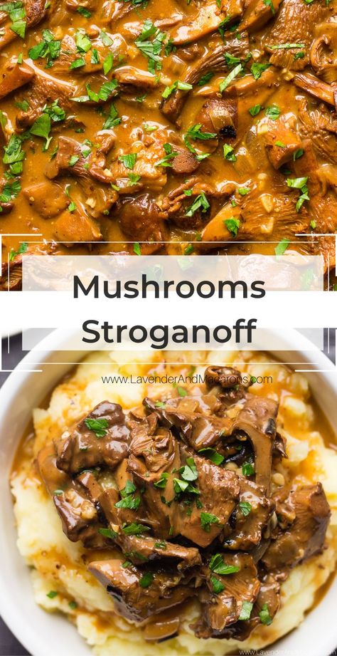 Vegetarian Stroganoff, Vegan Main Dish, Mushroom Recipes Vegan, Vegan Mushroom Stroganoff, Lavender Macarons, Chanterelle Mushrooms, Dairy And Gluten Free, Mushroom Stroganoff, Vegan Mushroom