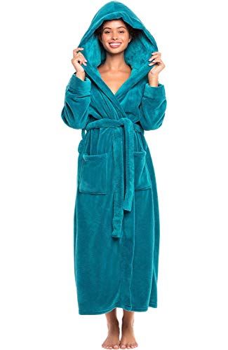 Alexander Del Rossa Women's Soft Plush Fleece Hooded Bathrobe, Full Length Long Warm Lounge Robe with Hood Womens Robes Long, Robe With Hood, Womens Robe, Winter Robes, Womens Bathrobes, Robes For Women, Plus Size Robes, Fleece Robe, Soft Robes