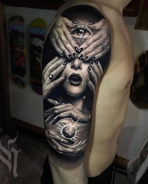 Tattoos Crystal Tattoo, More Tattoo, Best Tattoos, Tatuaje A Color, Trash Polka, Horror Tattoo, Leg Tattoo, Dark Tattoo, Realism Tattoo