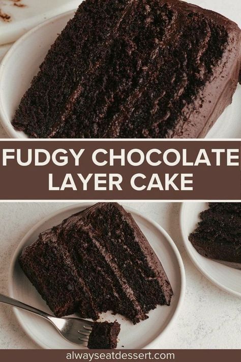 Delight in this fudgy chocolate layer cake, with a perfectly moist texture and topped with a creamy chocolate ganache frosting. This easy and impressive dessert is perfect for birthdays, holidays, or any time you want to treat yourself. Fudgy Cake, Ultimate Chocolate Cake, Buttercream Chocolate, Cake Frosting Recipe, Food Chocolate, Chocolate Layer Cake, Devils Food, Moist Chocolate Cake, Cake Tasting