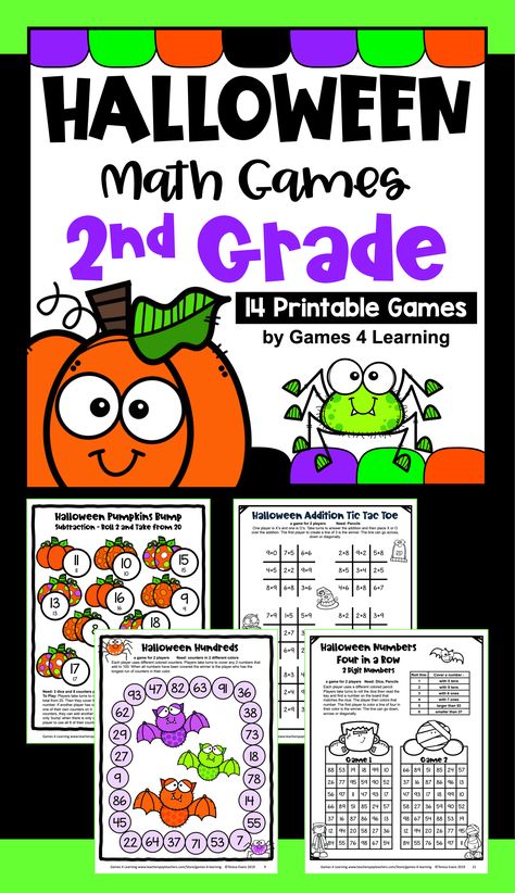 Halloween Math Activities First Grade, Halloween Games Second Grade, Halloween Math 1st Grade Free, Halloween Math Games 1st Grade, Halloween Math Centers First Grade, Fun Halloween Math, Halloween Math Games, Halloween Math Activities, Math Center Games