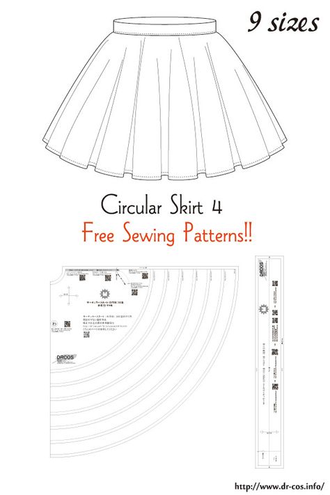 This is the pattern of a Circular Skirt 4. inch size(letter size) Children's-4,8,10/Ladies'-S,M,L,LL/Men's-L,LL cm size(A4 size) Children's-100,120,140/Ladies'-S,M,L,LL/Men's-L,LL Skirt Pattern Free, Sewing Patterns Free Women, Circular Skirt, Japanese Sewing Patterns, Girls Dress Sewing Patterns, Skirt Sewing, Free Sewing Patterns, Free Pdf Sewing Patterns, Japanese Sewing