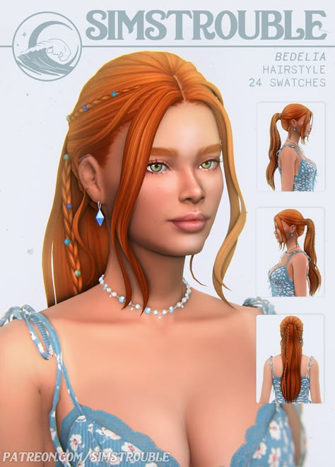 Bedelia Hairstyle (Ponytail & Bun) by simstrouble | Patreon Sims 4 Grimcookies Cc, Ts4cc Maxis Match Accessories, Sims 4 Cc Maxis Match Hair Braid, Sims Patreon Cc Hair, Sims Workout Cc, Sims 4 Hair Collection Cc, Sims 4 Cc Braided Hair Maxis Match, Sims 4 Cc Simstrouble, Percy Jackson Sims 4 Cc