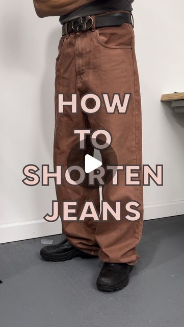 Kai Mckenzie on Instagram: "How to shorten jeans while keeping the original hem  I think I went a bit too short with these but we live and we learn 😭 (low key looked better before) . . . . . #discovery #fashiontips #sewingtips #fashioninsta #foryou #fashion" How To Shorten Pants Without Sewing, Shortening Wide Leg Jeans, What To Do When Your Jeans Are Too Short, How To Shorten Jeans Without Sewing, Shorten Jeans, How To Shorten Pants, Shorten Jeans With Original Hem, How To Make Jeans Shorter, How To Shorten Jeans