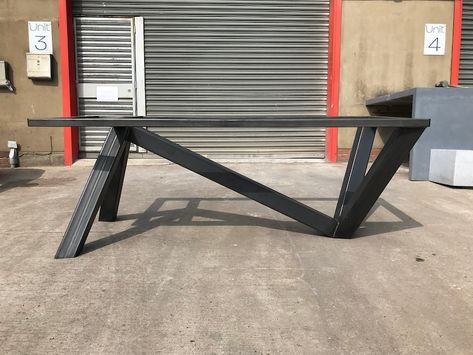 Solid Steel Unique Table Frame Clear Coat or Powder Coated Will Support Any Top - Etsy UK Metal Furniture Design Unique, Steel Table Legs Ideas, Meja Industrial, Metal Leg Dining Table, Modern Table Base, Steel Furniture Design, Steel Table Base, Welded Furniture, Steel Table Legs