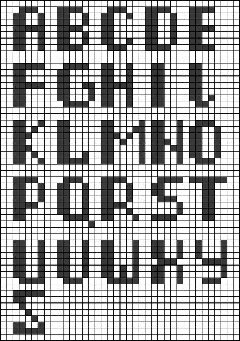 Alpha Pattern #19222 Preview added by _-Lost-_ Pixel Art Letters, Crochet Alphabet, Crochet Letters, Cross Stitch Fonts, Graph Crochet, Plastic Canvas Stitches, Pixel Crochet, Tapestry Crochet Patterns, Pola Kristik