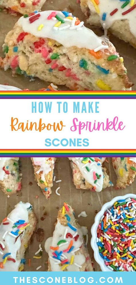 How to Make Rainbow Sprinkle Scones Confetti Scones, Birthday Cake Scones, Sprinkle Desserts, Sweet Scones Recipe, Recipe Birthday Cake, Snacks Board, 2024 Meals, Mini Scones, Perfect Birthday Cake