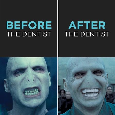 Sorry Harry, even "You-Know-Who" looks nicer with a smile. Dentaltown - Dentally Incorrect Dental Quotes, Dental Posts, Dental Jokes, Dental Fun, Dental Surgeon, Dental Emergency, Dental Marketing, Emergency Dentist, Dental Bridge