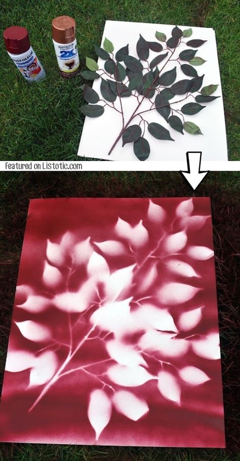 #11. Use spray paint to make easy wall art! -- Home decor ideas for cheap! Lots of Awesome and Easy DIY spray paint ideas for projects, home decor, wall art and furniture!! This makes refurbishing old things so much fun! Just visit thrift stores and dollar stores to make things on a budget! Listotic.com Spray Paint Projects, Cuadros Diy, Diy Spray Paint, Diy Wand, Creative Wall Art, Simple Wall Art, Diy Sprays, Soyut Sanat Tabloları, Diy Money