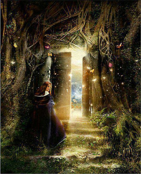 Enchanted Realms Yoga Vidya, Fantasy Places, Open Door, Believe In Magic, Arte Fantasy, Fairy Land, Magical Places, Enchanted Forest, Another World