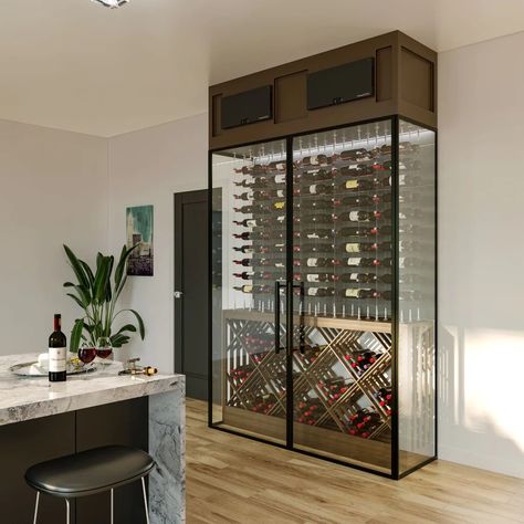 VinoStor Wine Display - Packages from 186 to 392 bottles - WineCellarHQ.com Wine Wall Ideas, Wine Cellar Closet, Wine Wall Display, Wine Cellar Wall, Wine Cellar Cooling Unit, Wine Storage Wall, Wine Lounge, Wine Room Design, Wine Organization