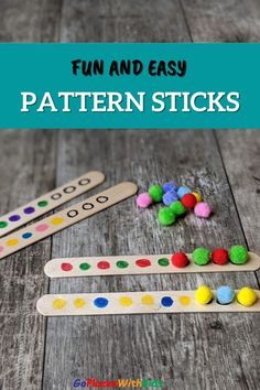 Pattern Sticks- A Fun and Easy Preschool Activity - Go Places With Kids Kids Math Activities, Preschool Patterns, Freetime Activities, Homeschool Preschool Activities, Kids Math, Pattern Activities, Preschool Fine Motor, Daycare Activities, Math Activities Preschool