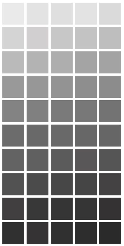 Fifty shades of gray — what’s all the excitement about? The human eye can actually distinguish between 500 shades of gray! Different Shades Of Grey Bedroom, Black Shades Colour Palettes, Different Shades Of Grey App Icons, Gray Scale Palette, Grey Shades Of Paint, Gray Shades Of Paint, Black And Gray Color Palette, Grey Scale Color Palette, Shades Of Black Color Palette