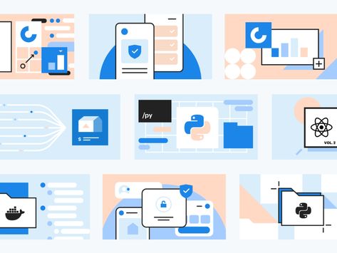 Blog post covers by Nicolas Solerieu for Opendoor Design on Dribbble Healthcare Illustration, Post Cover, Leadership Summit, Design Cover, Key Wallet, Mobile App Design, Corporate Design, Visual Design, Icon Illustration