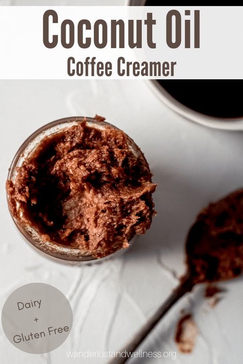 A creamy gluten-free and dairy-free mocha coconut oil coffee creamer - just four simple ingredients. #dairyfreecoffeecreamer #glutenfree #homemadecoffeecreamer Coconut Oil Coffee Creamer, Healthier Drinks, Dairy Free Coffee Creamer, Diy Coffee Creamer, Coconut Oil Coffee Recipe, Coffee Creations, Coffee Syrups, Coconut Creamer, Grinding Coffee Beans