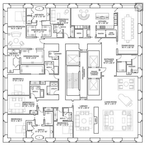 432 Park Ave / NYC Penthouse Floor Plan Luxury, 432 Park Avenue Nyc, Penthouse Floor Plan, Penthouse Apartment Floor Plan, Park Avenue Apartment, 432 Park Avenue, Manhattan Penthouse, Apartment Floor Plan, Apartment Floor Plans