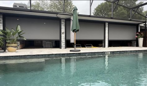 MagnaTrack Hurricane Screen Bermuda House, Patio Screen, Retractable Screen, Light Design, Screened In Porch, Beat The Heat, Pool Houses, Wind Screen, Pool House