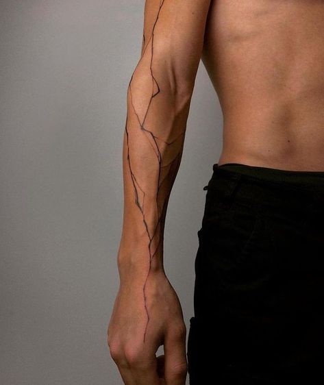 Lighting Tattoos Men, Tattoo Ideas For Men Lightning, Men Arm Line Tattoo, Screw Tattoo Ideas, Men Arm Tattoo Ideas Half Sleeves, Lines On Arm Tattoo, Lighting Sleeve Tattoo, Lines Tattoo Men, Lighting Arm Tattoo